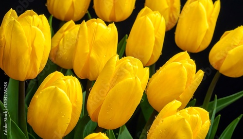 Close-up of bright yellow tulips