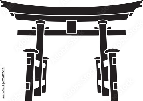 Silhouette of a Torii Gate Against a Transparent Backdrop for Cultural and Architectural Projects
