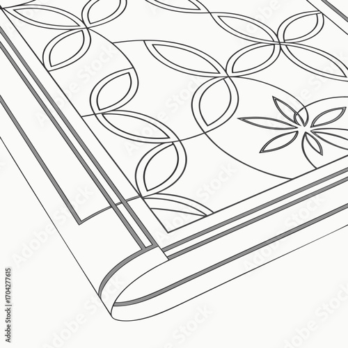 A folded napkin with a flower and circle pattern