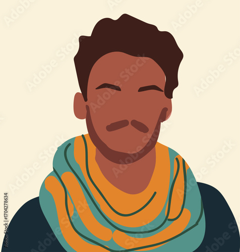 Abstract man, head portrait. Hand drawn vector illustration.