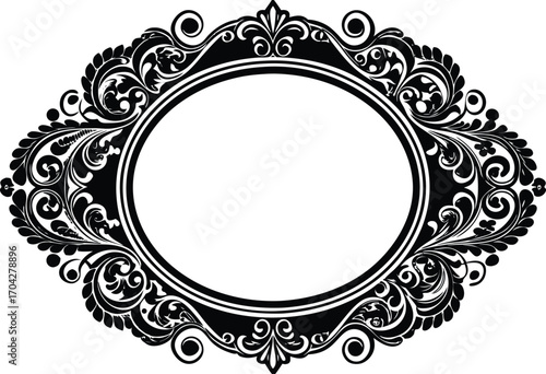 black and white floral frame