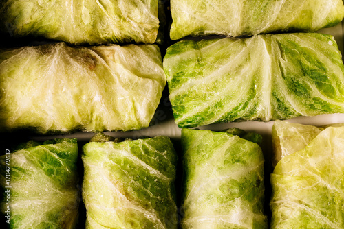 a roll of cabbage leaves stuffed with minced meat