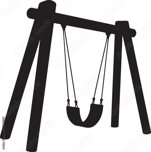 Playground Swing Silhouette for Outdoor Fun and Recreation in Park or Backyard Play Area Illustration
