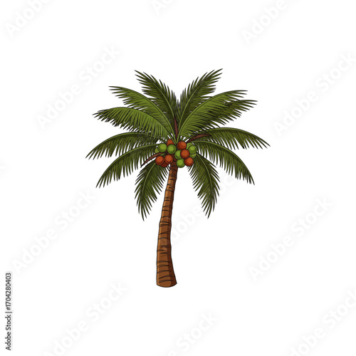 Coconut palm tree icon flat vector design.