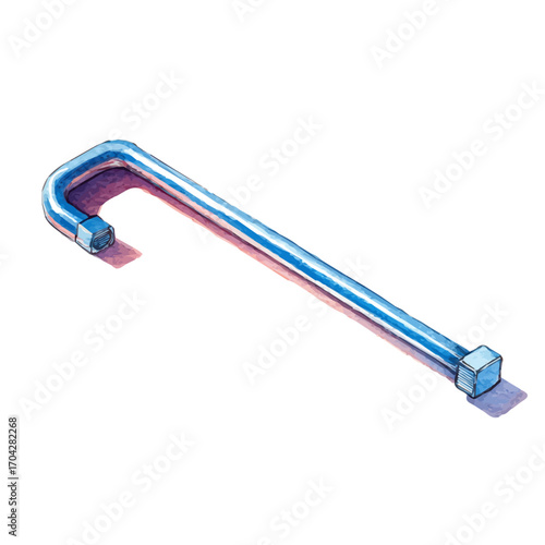 Allen Key Hex Key, watercolor painting vector, isolated on a white background.
