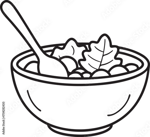 Bowl of soup cereal and yogurt illustration