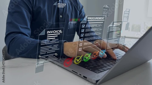 Procurement workflow documentation and efficiency in acquiring services. B2B purchase management.Includes contracts, purchase orders, bids,compliance records, helping organizations track costs.