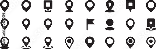 Location Pin Icons Set Vector Illustration with Map Pointer and Navigation Symbols