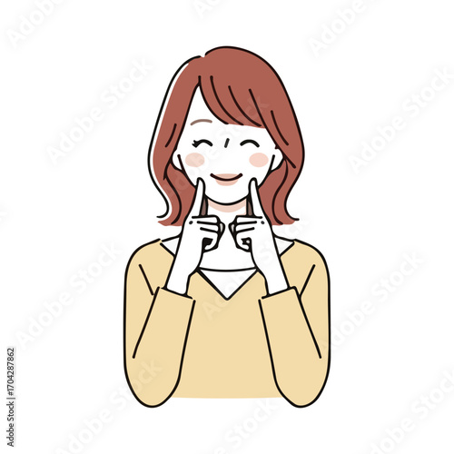 Woman Showing Her Cheeks with Fingers girl face
