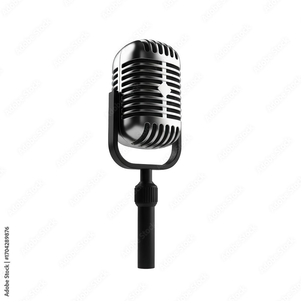 Fototapeta premium Vintage microphone isolated on transparent background