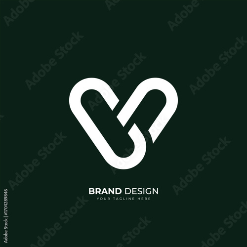 Letter Cv or Vc triangle minimal royalty monogram logo