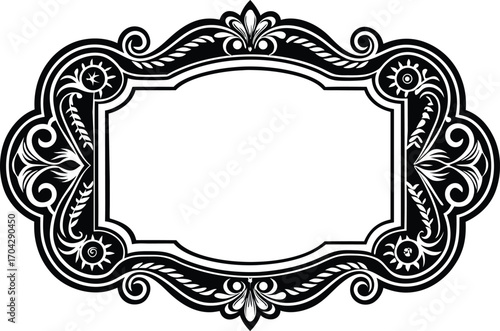 art nouveau abstract leaves floral vector frame line artistic