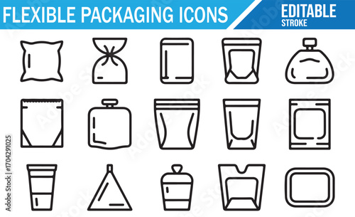 Retail and commercial packaging symbol collection for branding projects