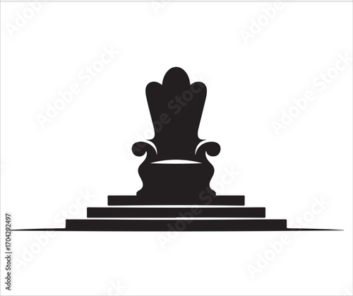 Silhouette of royal throne chair on steps symbol of monarchy authority leadership luxury nobility heritage tradition power regal kingdom seat of honor classic furniture illustration