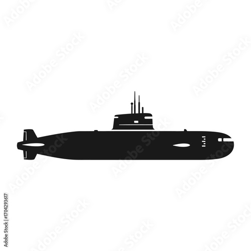 Silhouette of a submarine underwater exploration and naval warfare vehicle silhouette