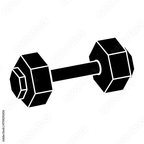 Dumbbell equipment for fitness and strength training exercises detailed view silhouette