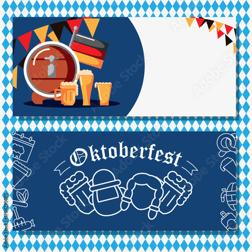 Set of Two Colorful Oktoberfest Horizontal Banner