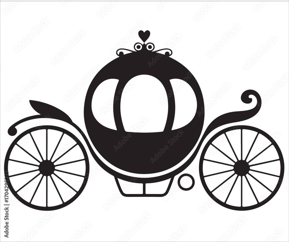 Fototapeta premium Silhouette of fairy tale carriage vector romantic illustration