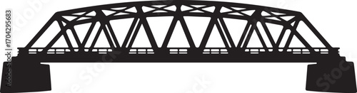 Steel Bridge Silhouette Vector Illustration with Structure and Support Outline