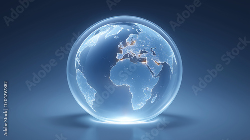 World Globe Encased In A Glass Dome