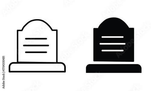 MoTombstone: A pair of tombstones, one outlined and the other filled, stand in stark contrast, symbolizing remembrance, mourning, and the solemnity of passing.
