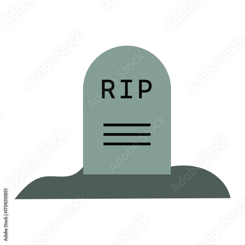 Tombstone in Repose: A stoic, minimalistic representation of a tombstone standing as a somber reminder of mortality, marked with the poignant inscription RIP.