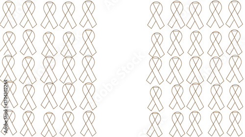 Patterned background of awareness ribbons in two distinct groups on a white surface design layout