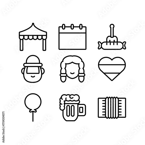 Set of Line Oktoberfest Minimalist Icons