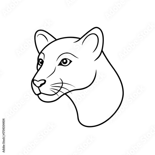 Outlined cougar head drawing on transparent background