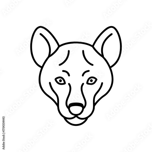 Outline drawing of a dingo face on transparent background