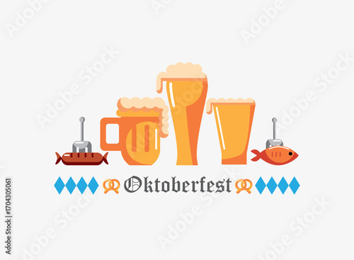 Colorful Oktoberfest Traditional food and Bevergaes