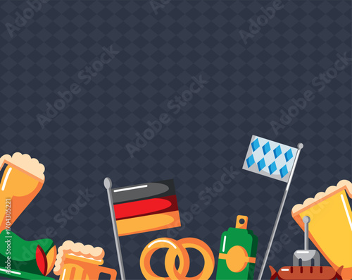 Oktoberfest Lower Frame Colorful Illustration