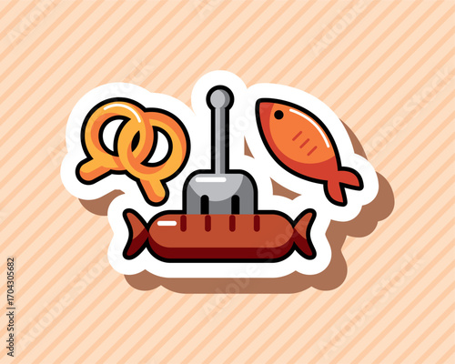 Oktoberfest Traditional food Colorful Sticker Illustration