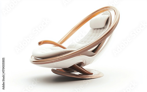 Illustration of a zero gravity meditation chair floating in a surreal imaginative concept isolated on transparent background PNG
