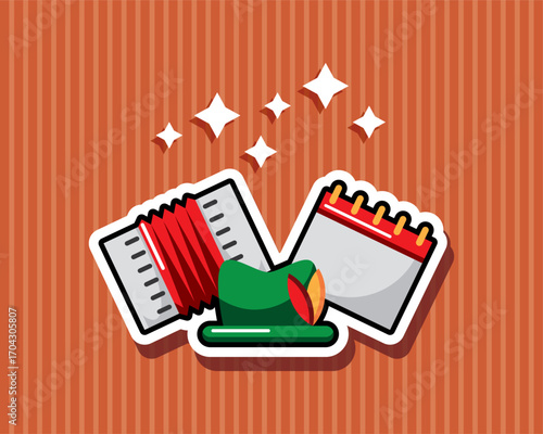 Oktoberfest Colorful Sparkly Sticker Vector Illustration