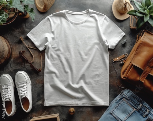 T-shirt mockup in the environment.