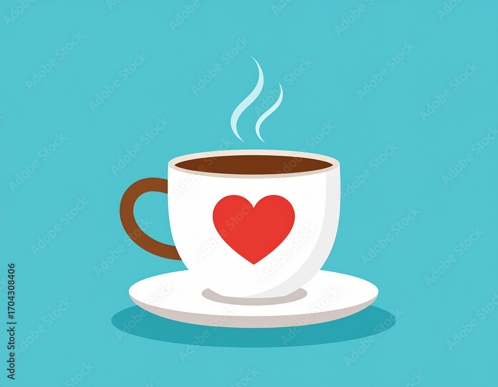 Obraz premium A lovely cup of coffee with a heart design emitting steam