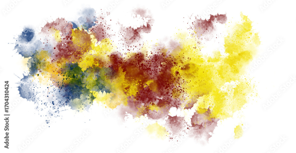 Εκτύπωση καμβά Abstract expressionism displays dark, red, yellow, and blue splashes of vibrant color