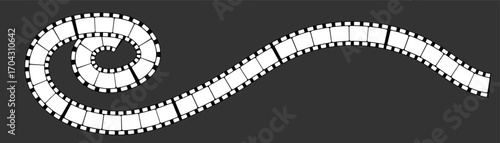 Curved film strip icon , Movie reel. Roll of retro film strip on isolated white background. Photographic film in retro style. Curved film strip. eps10