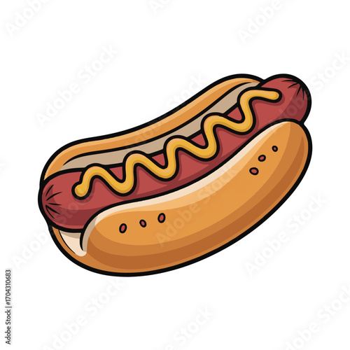 Hot dog with ketchup and mustard vector illustration