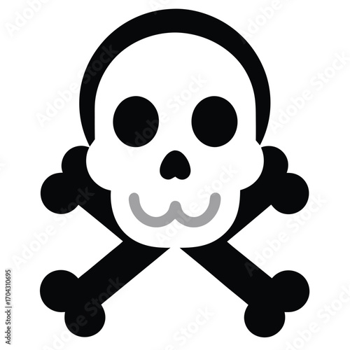 Cartoon Skull and Crossbones Illustration for Halloween or Pirate Theme Design