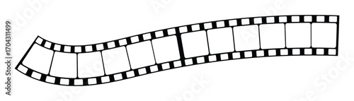 Curved film strip icon , Movie reel. Roll of retro film strip on isolated white background. Photographic film in retro style. Curved film strip. eps10