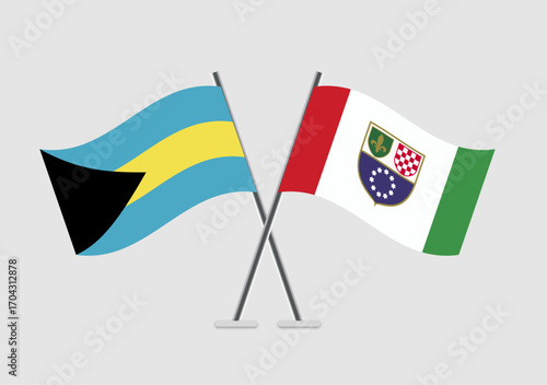 Bahamas and Federation of Bosnia and Herzegovina vector flags in classic flat art style
