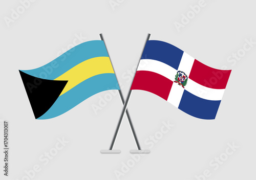 Bahamas and Dominican Republic vector flags in abstract diplomatic theme