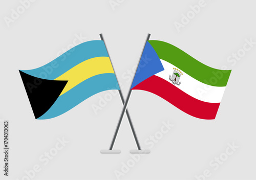 Bahamas and Equatorial Guinea vector flags in celebration vector format