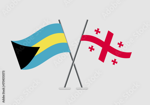 Bahamas and Georgia vector flags with equal proportion vector style