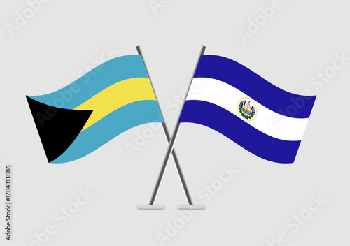 Bahamas and EL Salvador vector flags in concept of unity and harmony