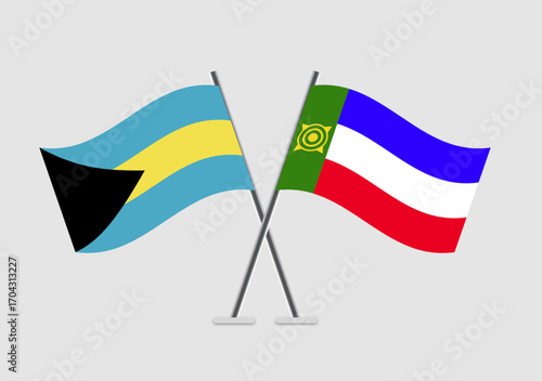 Bahamas and Khakassia vector flags illustration with balance and grace