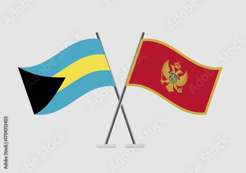 Bahamas and Montenegro vector flags in flat print-friendly format