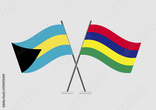 Bahamas and Mauritius vector flags in crossed vector design layout